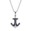 14K White Gold, Sapphire & Diamond Anchor Pendant Necklace