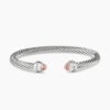 Classic Cable Bracelet Sterling Silver with Morganite and Diamonds, 5mm
