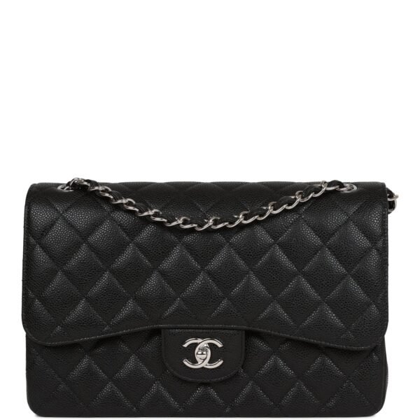 Jumbo Classic Double Flap Bag Black Caviar Silver Hardware