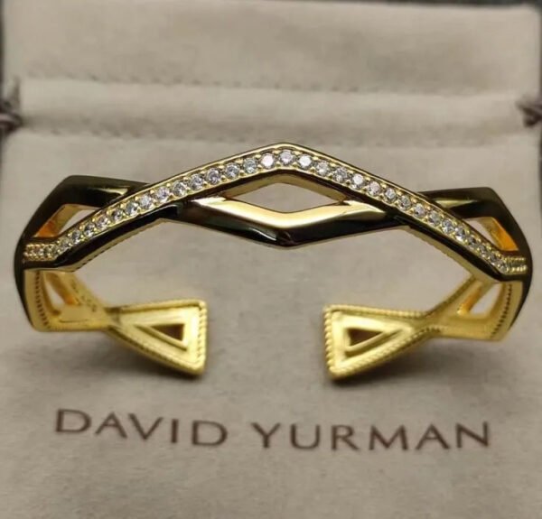 EFB4A796-C7B1-BC98-21DC-B9EB77760C1A.jpg Zig Zag Stax??Two Row Cuff Bracelet Sterling gold with Diamonds, 13mm