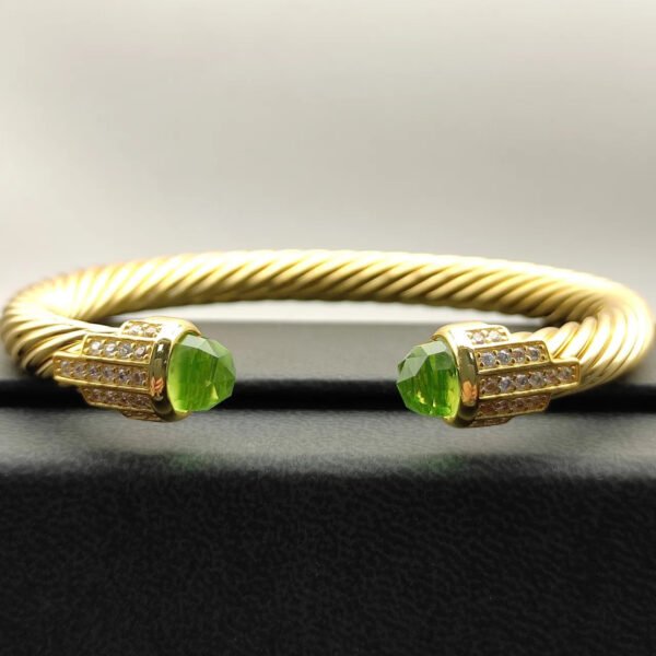 F00927DF-C963-E435-95DC-9ABDE2E6A145.jpg 7mm Cable Bracelet with Peridot & Diamond Accents