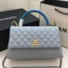 Chanel Large Flap Bag With Top Handle Light Grey For Women, Womens Handbags, Shoulder And Crossbody Bags 11in/28cm A92991