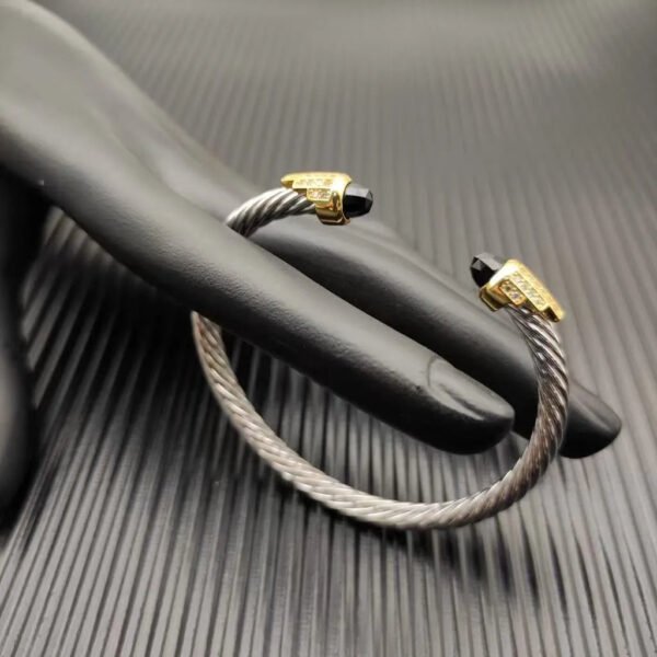 5mm Cable Bracelet with Black Onyx & Diamond Accents