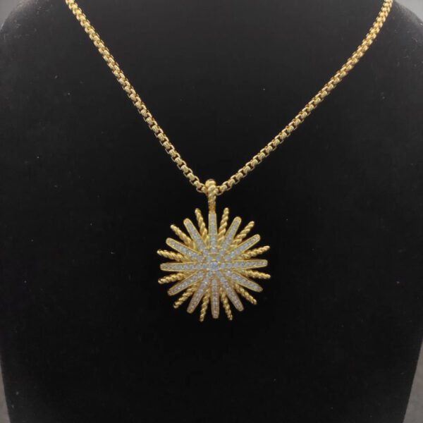 David Yurman  18K Yellow White Gold Diamond Large Starburst Pendant