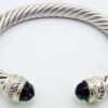 Classic Cable Bracelet Sterling Silver with Peridot Diamond Sterling 7 MM