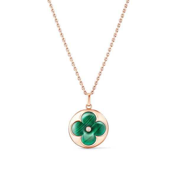 Color Blossom XL Medallion, Pink Gold, Malachite and Diamond