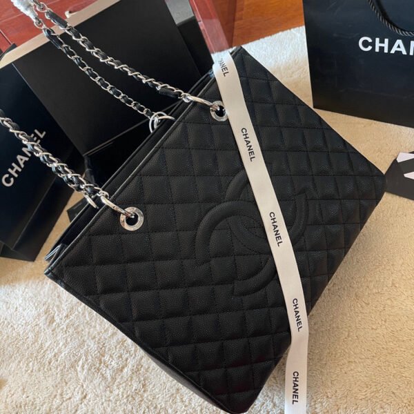Chanel Grand Shopping Tote Black Caviar Silver Hardware