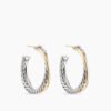 F306390A-BDBC-04F2-1F04-EED6A3F08C35.jpg Crossover Hoop Earrings Sterling Silver with 18K Yellow Gold, 26.5mm