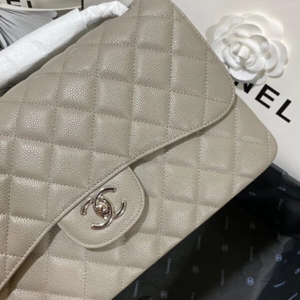 Chanel Large Classic Handbag Silver Hardware Grey For Women, Women&rsquo;s Handbags, Shoulder Bags 11.8in/30cm
