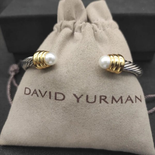 Classic Cable Bracelet Sterling Silver with Pearl and Diamonds, 5mm