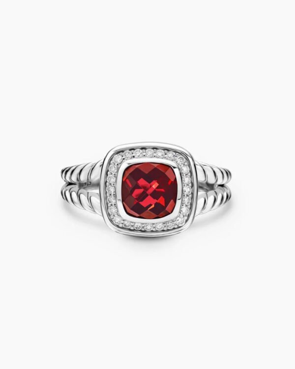 Petite Albion&reg; Ring Sterling Silver with Garnet and Diamonds - 6