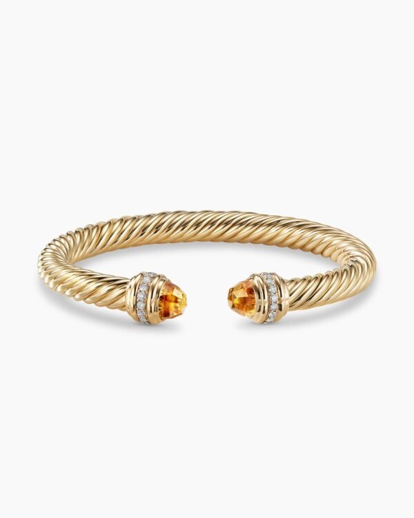 Classic Cablespira&reg; Bracelet 18K Yellow Gold with Citrine and Diamonds, 7mm