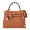 Kelly 25 Sellier Bag Gold Epsom Leather with Gold Hardware