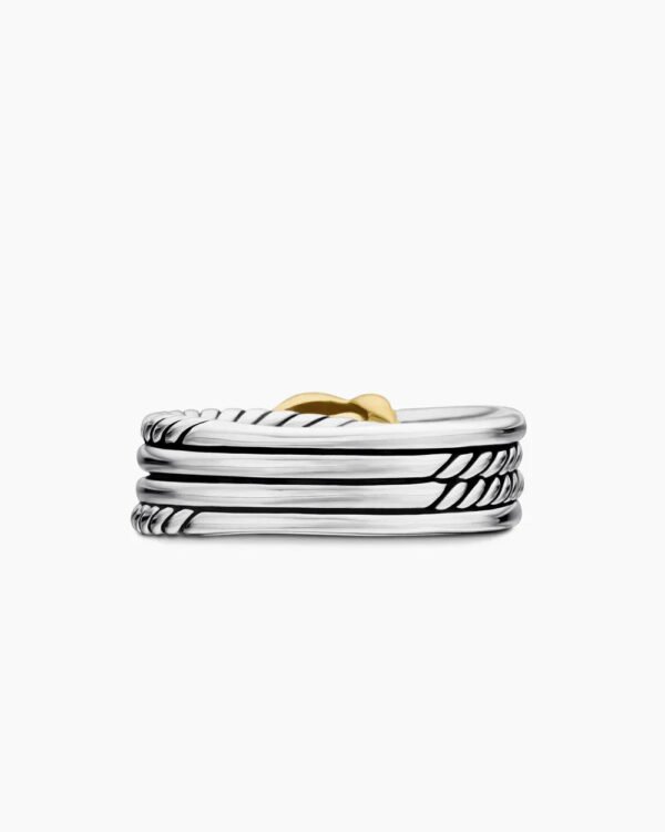 F3FD29E7-E68A-2297-9B19-4AED61006A9F.jpg X Crossover Band Ring Sterling Silver with 18K Yellow Gold - 6