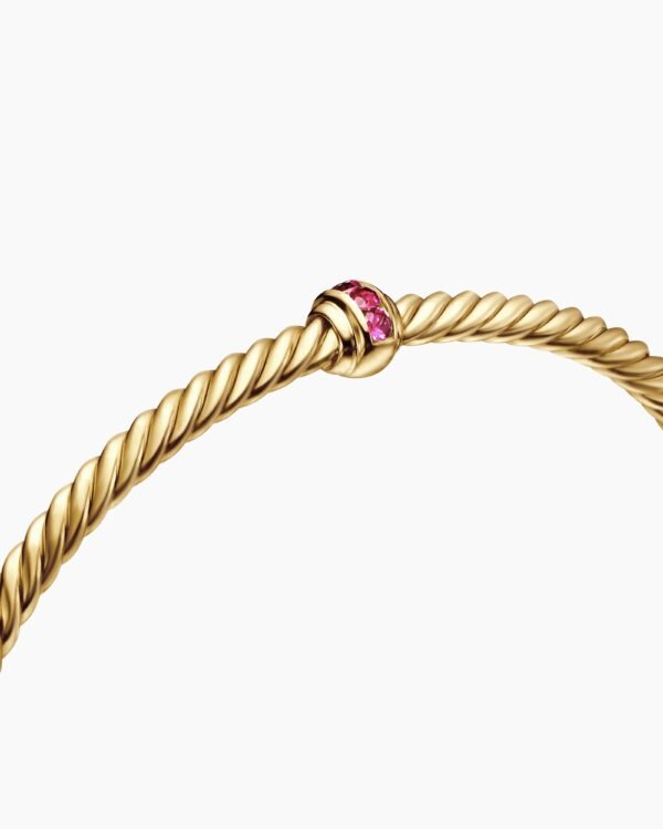 Classic Cablespira&reg; Station Bracelet 18K Yellow Gold with Pav&eacute; Rubies, 3mm