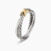 Petite X Ring Sterling Silver with 18K Yellow Gold, 4mm