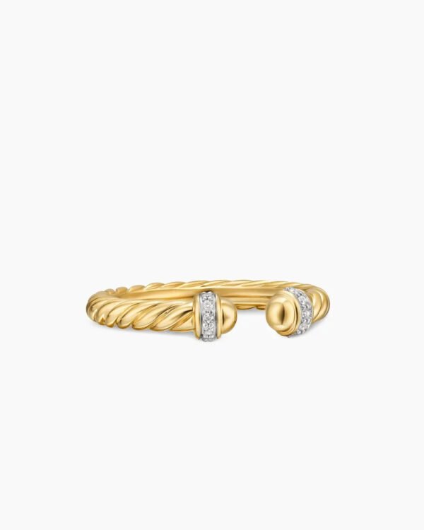 Cable Band Open Ring 18K Yellow Gold with Diamonds - 6
