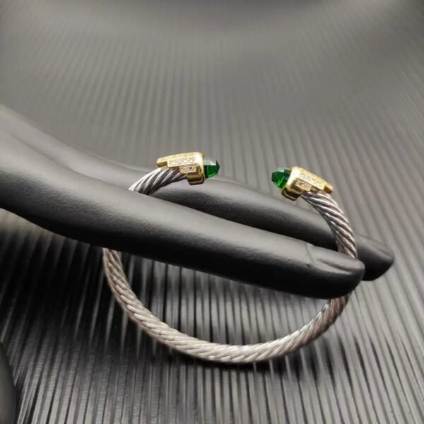 5mm Cable Bracelet with Peridot & Diamond Accents