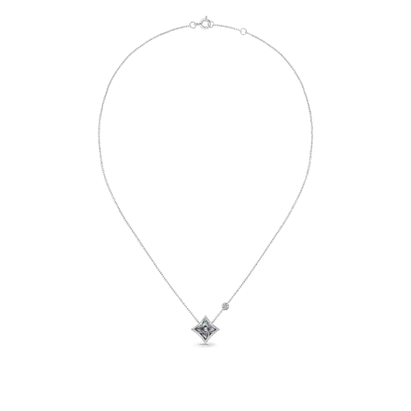 F61026FC-E6DF-2600-F14F-1BC23B9ADDB7.png Color Blossom Bb Star Pendant, White Gold, Grey Mother-Of-Pearl And Diamond