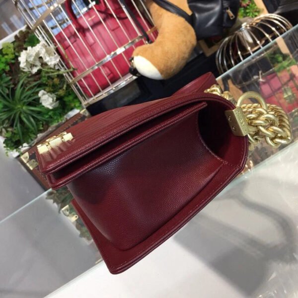 Chanel Boy Handbag Gold Toned Hardware Burgundy For Women, Women&rsquo;s Bags, Shoulder And Crossbody Bags 9.8in/25cm A67086