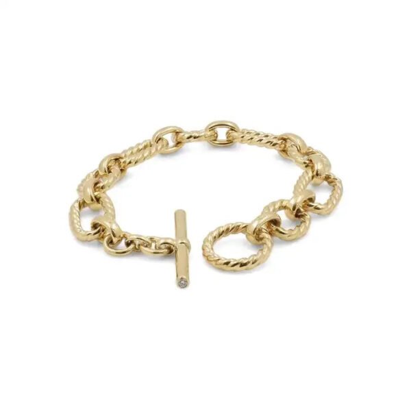David Yurman Yellow Gold and Diamond Cushion Link Bracelet