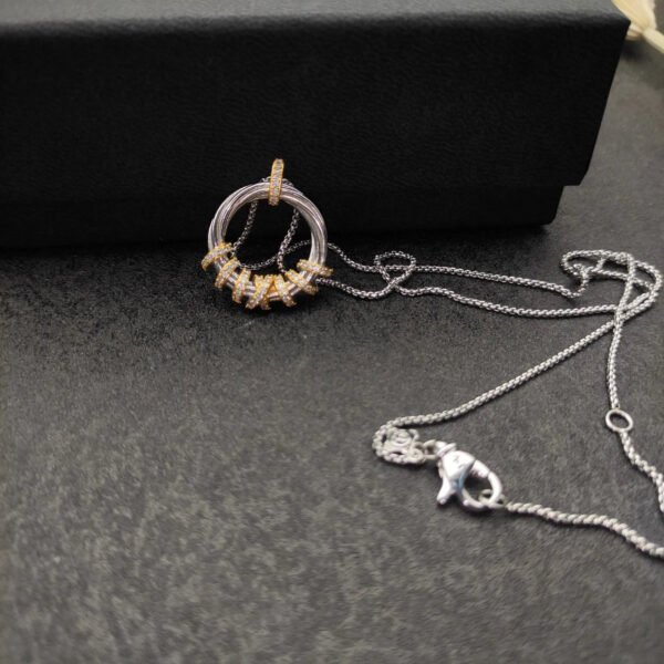 David Yurman Helena Round Pendant Necklace in Sterling Silver and 18K Yellow Gold with Diamonds