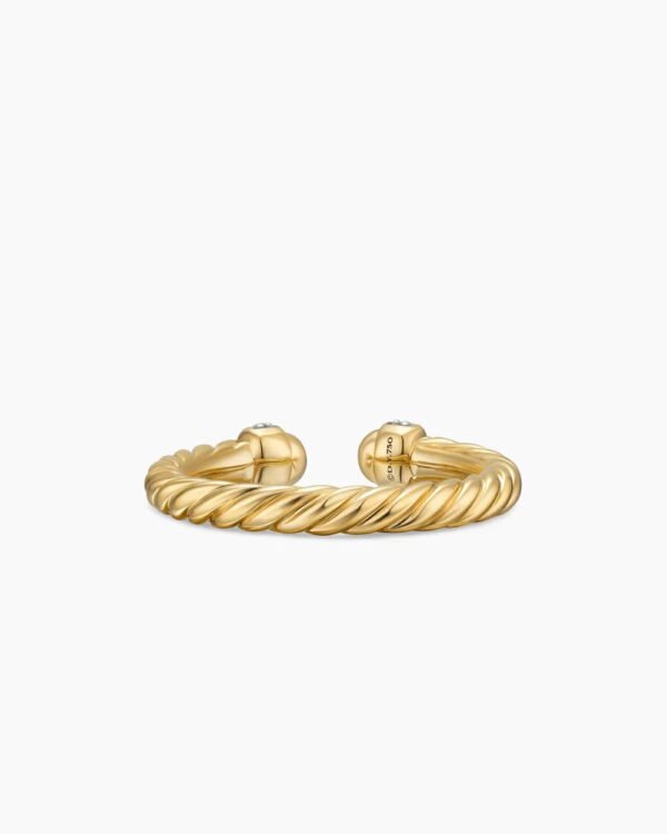 Cable Band Open Ring 18K Yellow Gold with Diamonds - 6