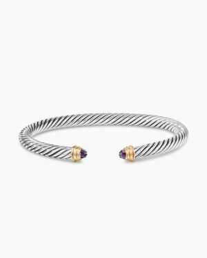 F75F2B24-3EB2-9158-2B46-7E16F7352712.jpg Classic Cable Bracelet Sterling Silver with 14K Yellow Gold and Amethyst, 5mm
