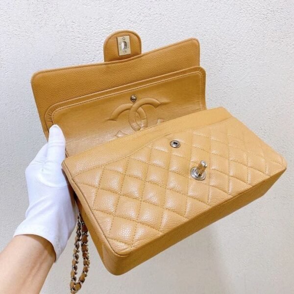 F830D4A3-84BD-1818-9ACC-8FD85C871A48.jpg CHANEL Dark Beige Caviar Medium Classic Double Flap Bag