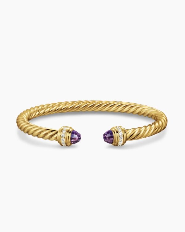 Classic Cablespira&reg; Bracelet 18K Yellow Gold with Amethyst and Diamonds, 5mm