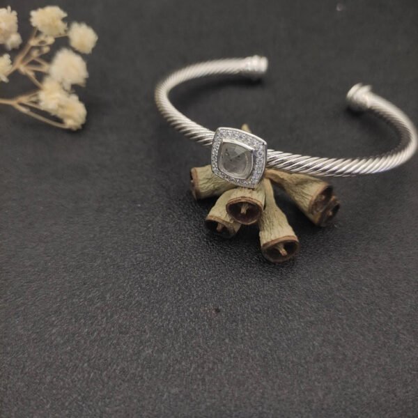 David Yurman  Sterling Silver Diamond and White crystal 4mm Noblesse Cable Bracelet