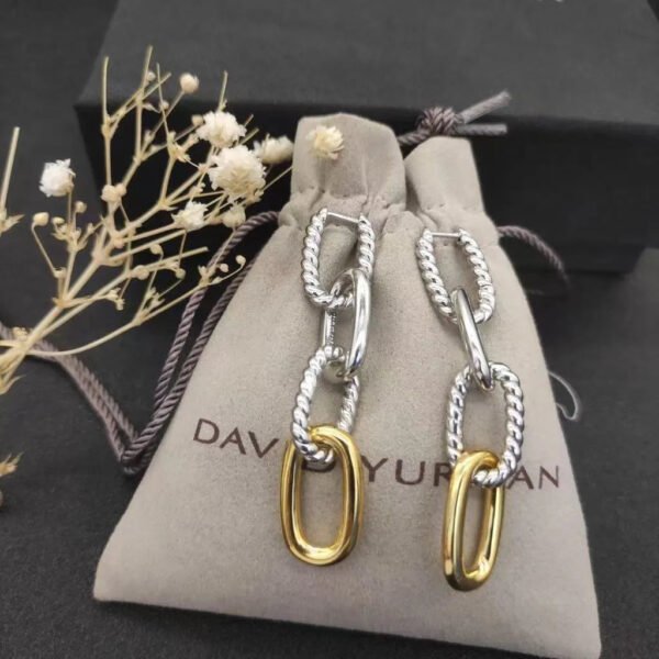 DY Mercer&reg; Linked Drop Earrings Sterling Silver 14K Yellow Gold with