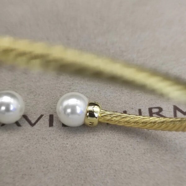 Solari Cablespira&reg; Bracelet 18K Yellow Gold with Pearls and Diamonds, 3mm