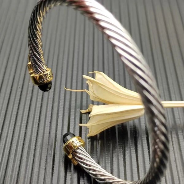 5mm Cable Bracelet with Black Onyx & Diamond Accents