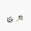 Infinity Stud Earrings Sterling Silver with Diamonds, 6.8mm