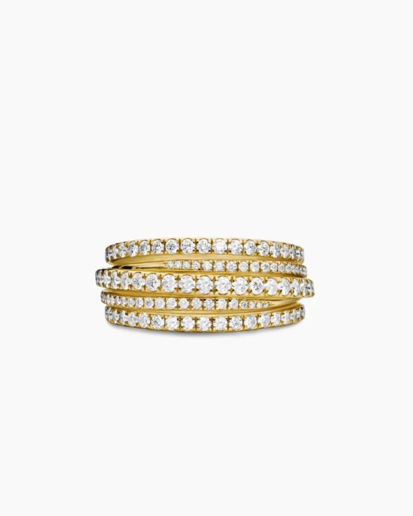 Pav&eacute; Crossover Ring 18K Yellow Gold with Diamonds - 6