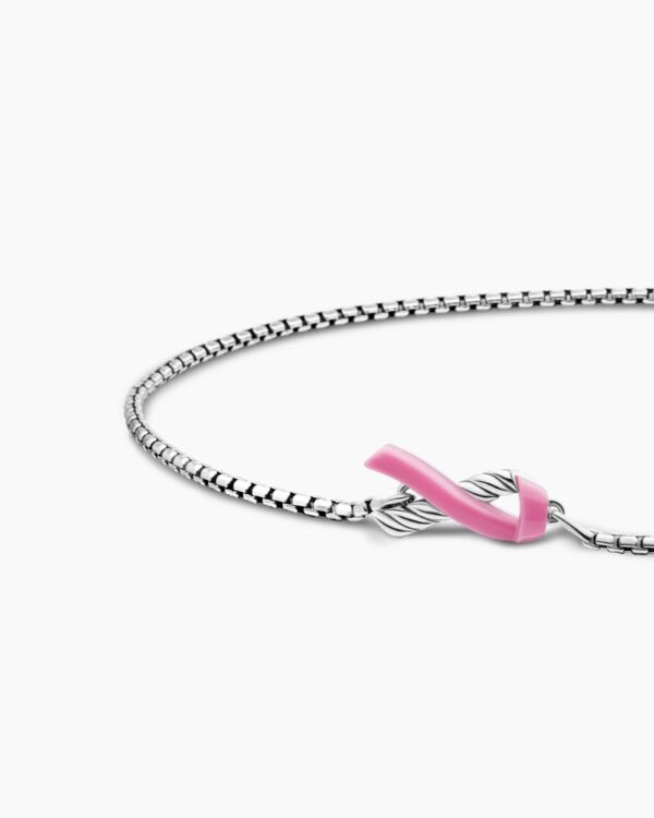 Cable Collectibles&reg; Ribbon Chain Bracelet Sterling Silver with Pink Enamel