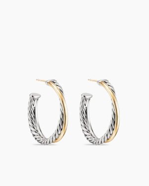 FAE01A52-1642-9CE2-CCF7-B2C4ACBBBE36.jpg Crossover Hoop Earrings Sterling Silver with 18K Yellow Gold, 26.5mm