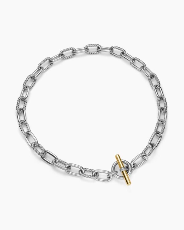FAE33557-DC0D-A789-FE81-CC511C2EAC1E.jpg DY Madison® Toggle Chain Necklace Sterling Silver with 18K Yellow Gold, 11mm