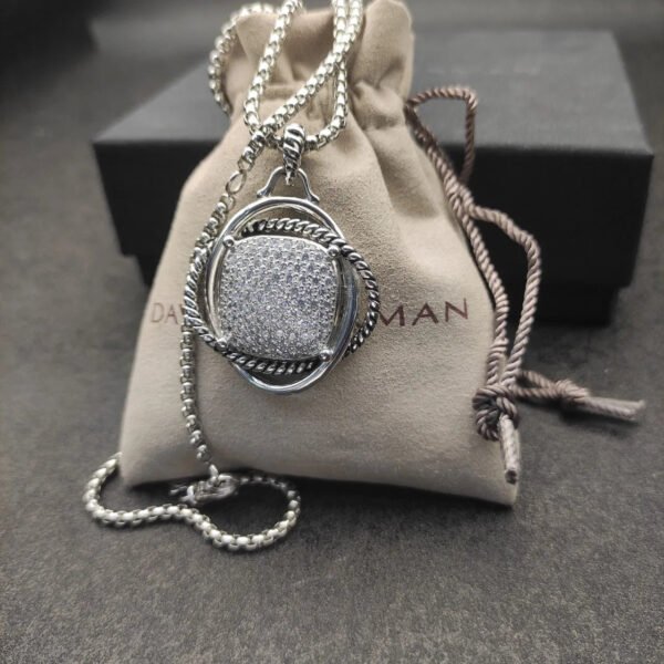 David Yurman Infinity Pendant with Diamonds in Silver, 32mm