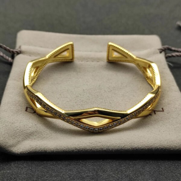 FB8C5069-AE93-43F0-26EC-35DCE5942745.jpg Zig Zag Stax??Two Row Cuff Bracelet Sterling gold with Diamonds, 13mm