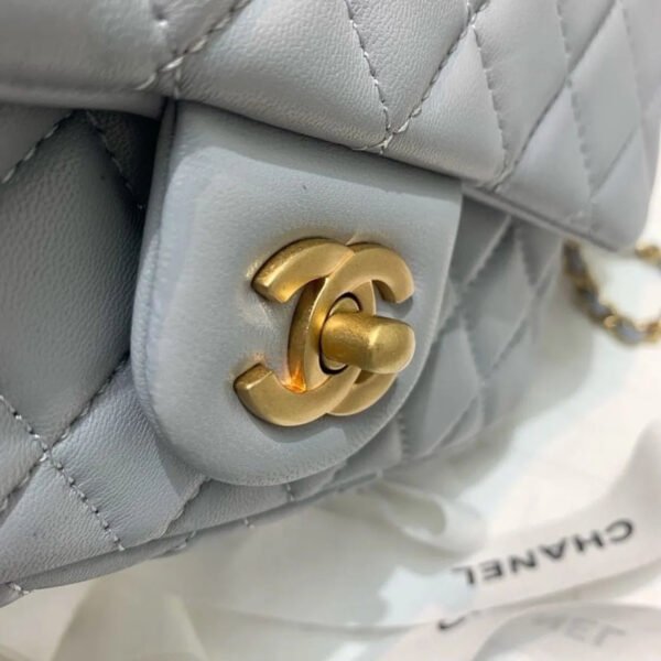 Chanel Flap Bag With CC Ball On Strap Grey For Women, Women&rsquo;s Handbags, Shoulder And Crossbody Bags 7.8in/20cm AS1787