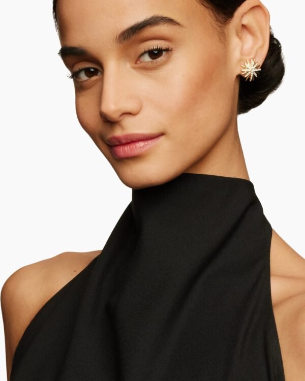 Starburst Stud Earrings 18K Yellow Gold with Diamonds, 19mm