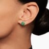 Cushion Stud Earrings 18K White Gold with Pav&eacute; Emeralds, 8mm