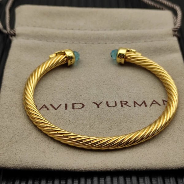 Cable Bracelet with Aquamarine & Diamond Accents  5mm