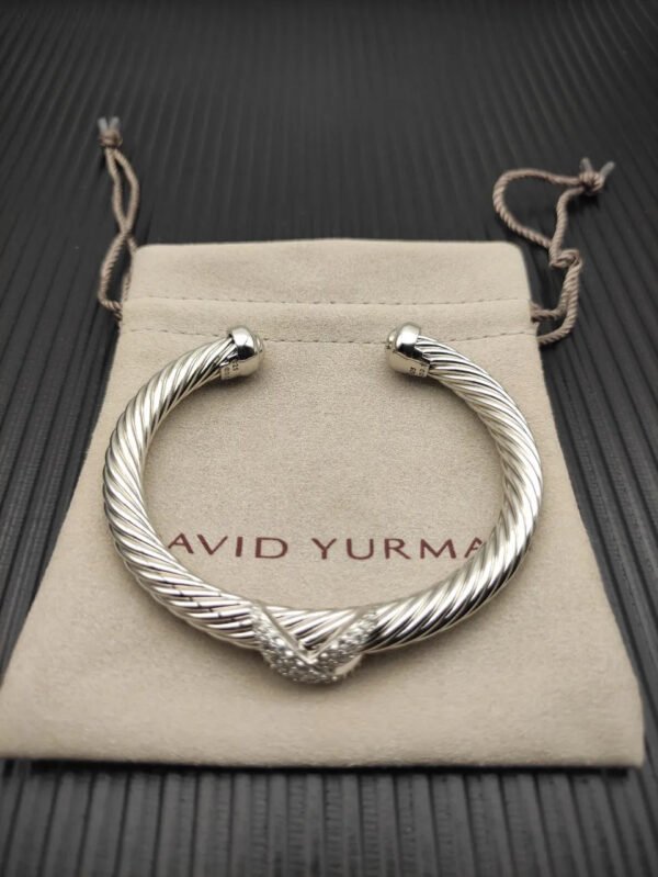 X Classic Cable Station Bracelet in Sterling Silver with Diamonds??mm