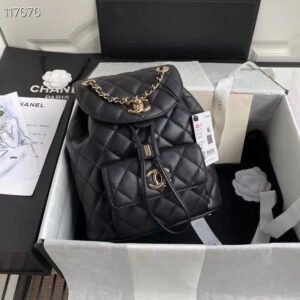 Chanel Duma Backpack Gold Toned Hardware Black For Women, Women&rsquo;s Bags, Shoulder Bags 9.4in/24cm AS1371