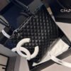 CHANEL Calfskin Quilted Large Cambon Tote Black White