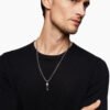 Memento Mori Skull Key Amulet Sterling Silver with Black Diamonds,