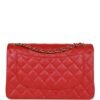 Jumbo Classic Double Flap Bag Red Caviar Light Gold Hardware